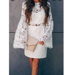 NWT Endeless Rose White Cutout Lace Mini Bodycon Dress Size XS